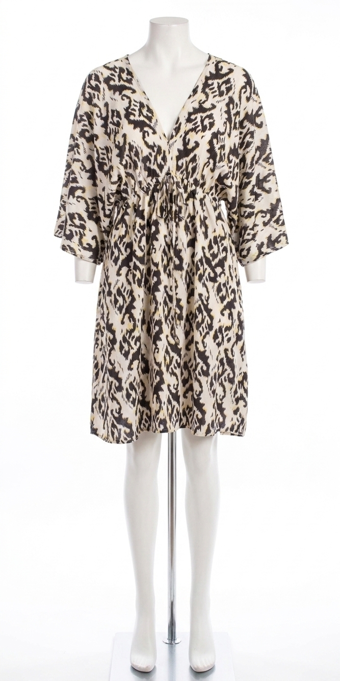 NEW GIGI MODA corta ikat print mini dress in black